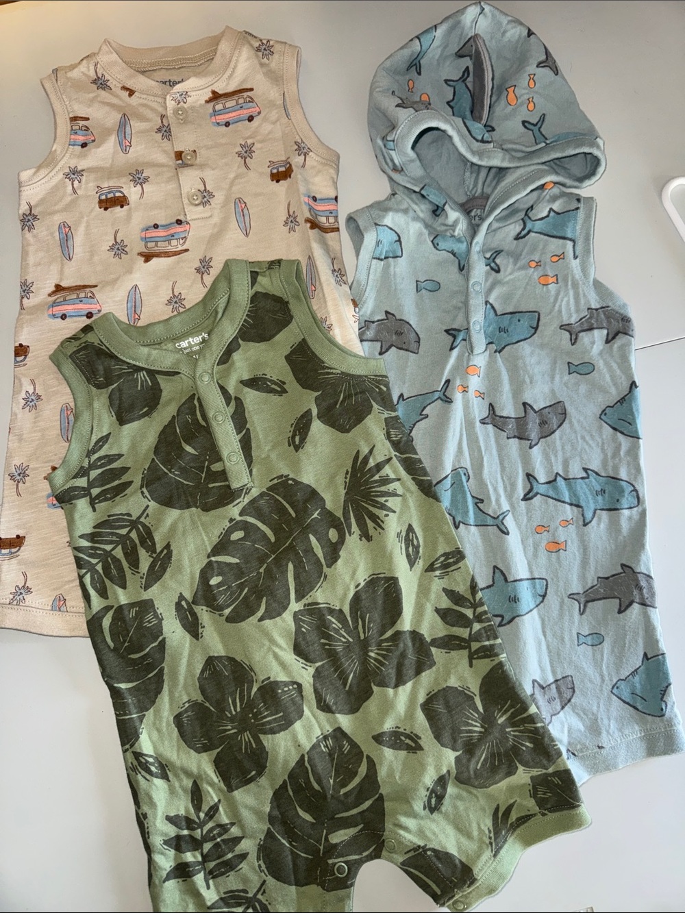 Carter's 18 Months Sleeveless Romper Bundle of 3 - NWOT